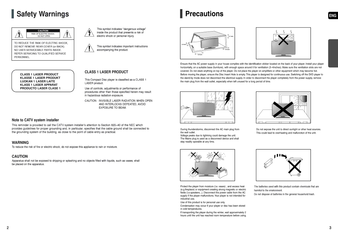 Samsung AH68-01963S, AH68-01943R instruction manual Precautions, Eng 