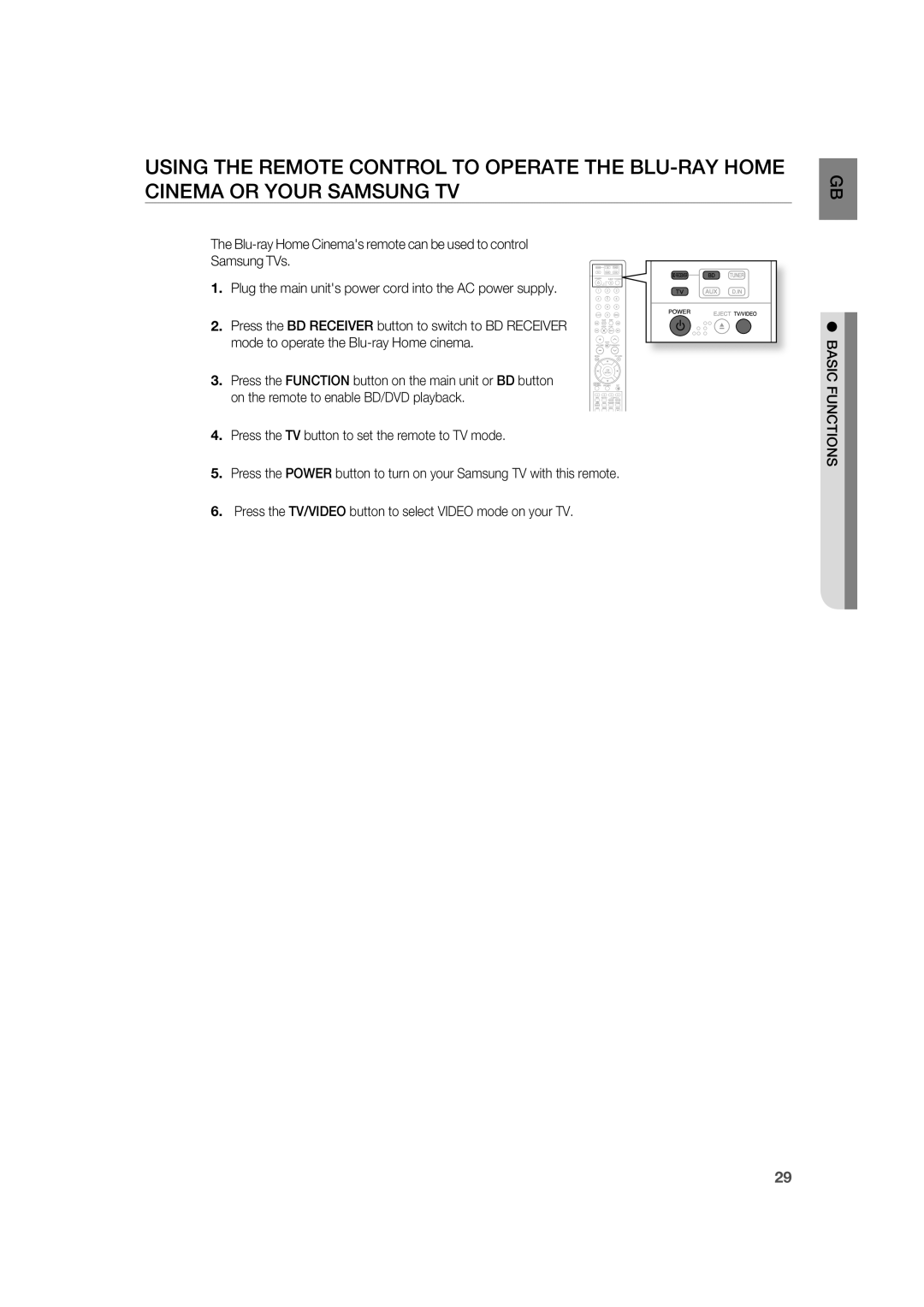 Samsung AH68-02019K manual Basic Functions 