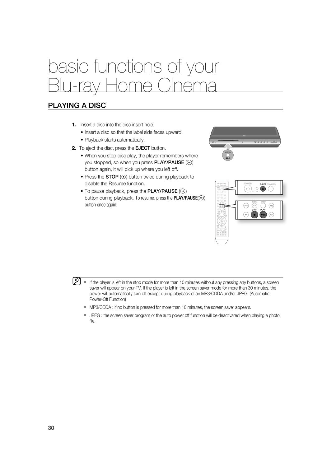 Samsung AH68-02019K manual Playing a Disc 