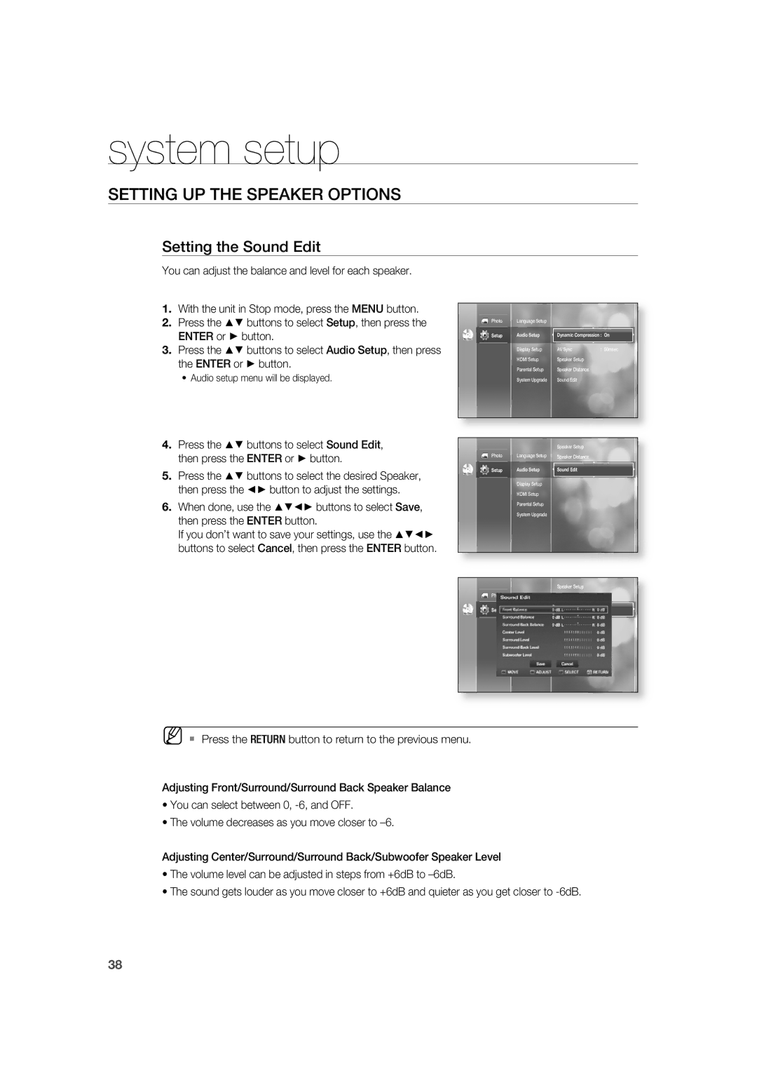 Samsung AH68-02019K manual Setting the Sound Edit 