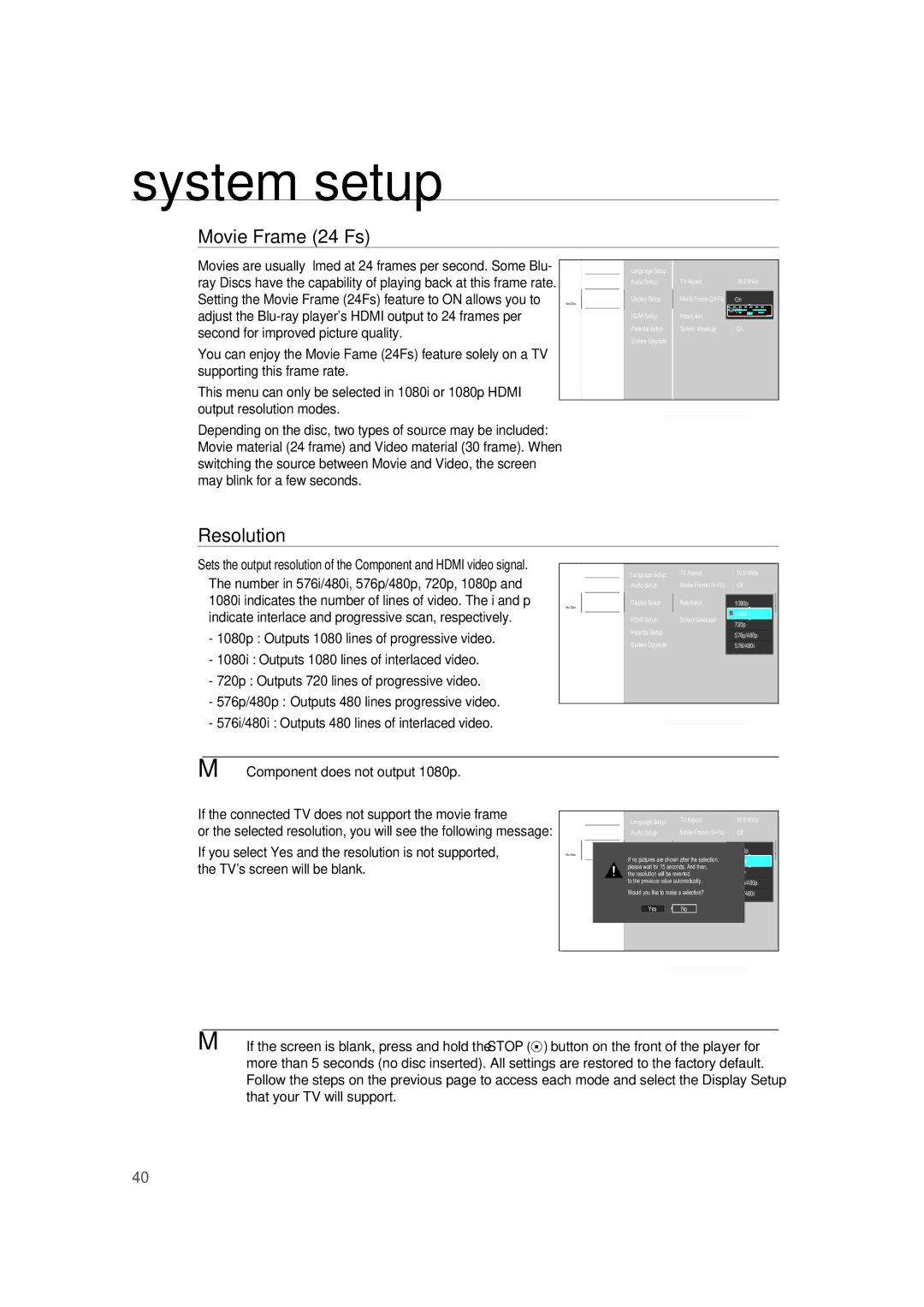 Samsung AH68-02019K manual Movie Frame 24 Fs, Resolution 