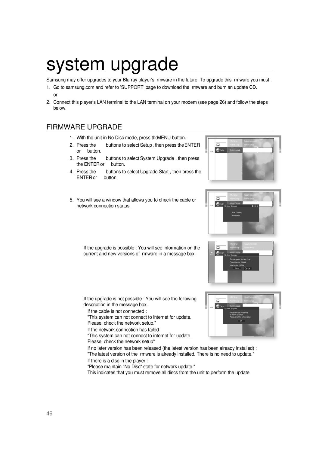 Samsung AH68-02019K manual System upgrade, Firmware Upgrade 