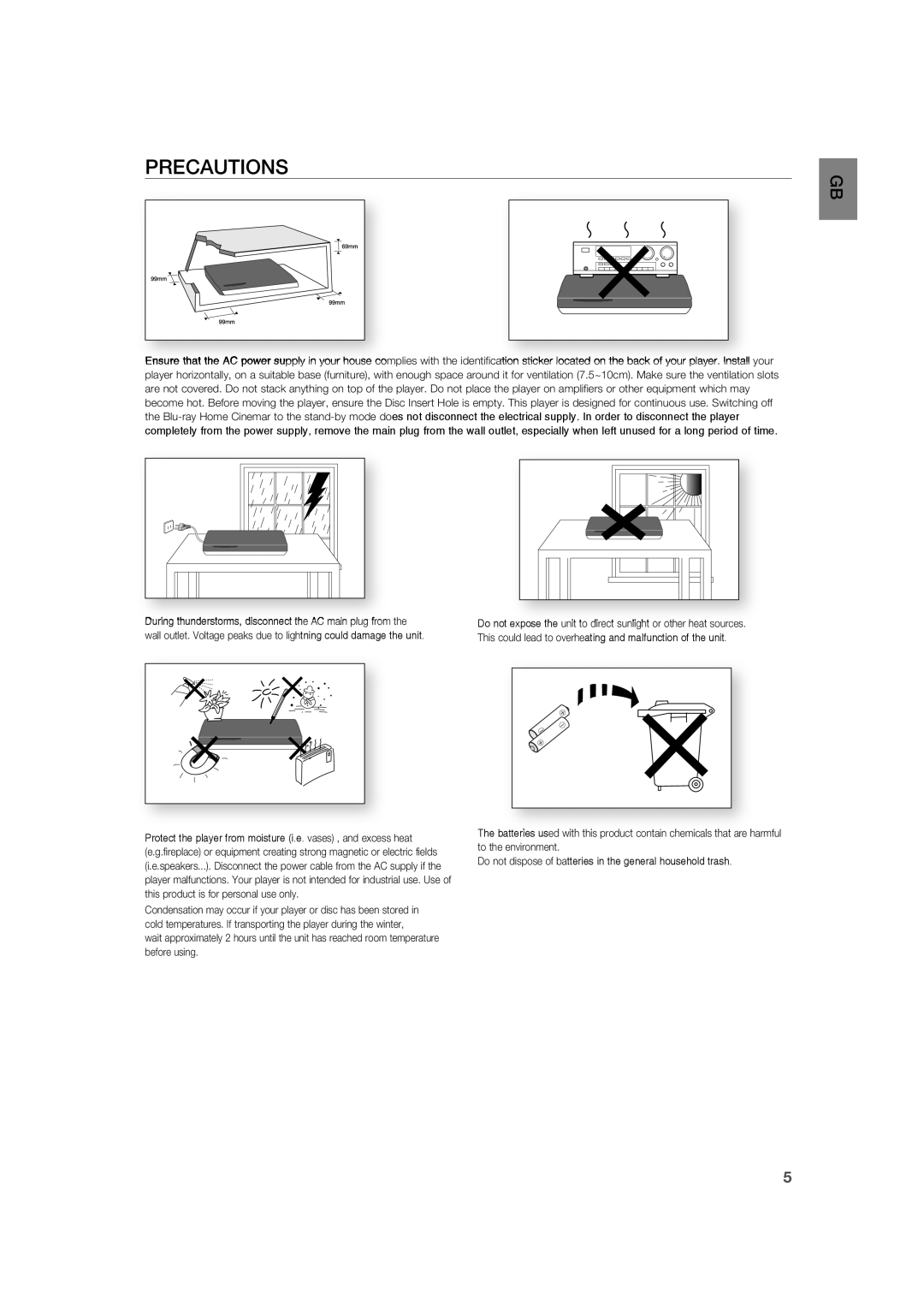 Samsung AH68-02019K manual Precautions GB 