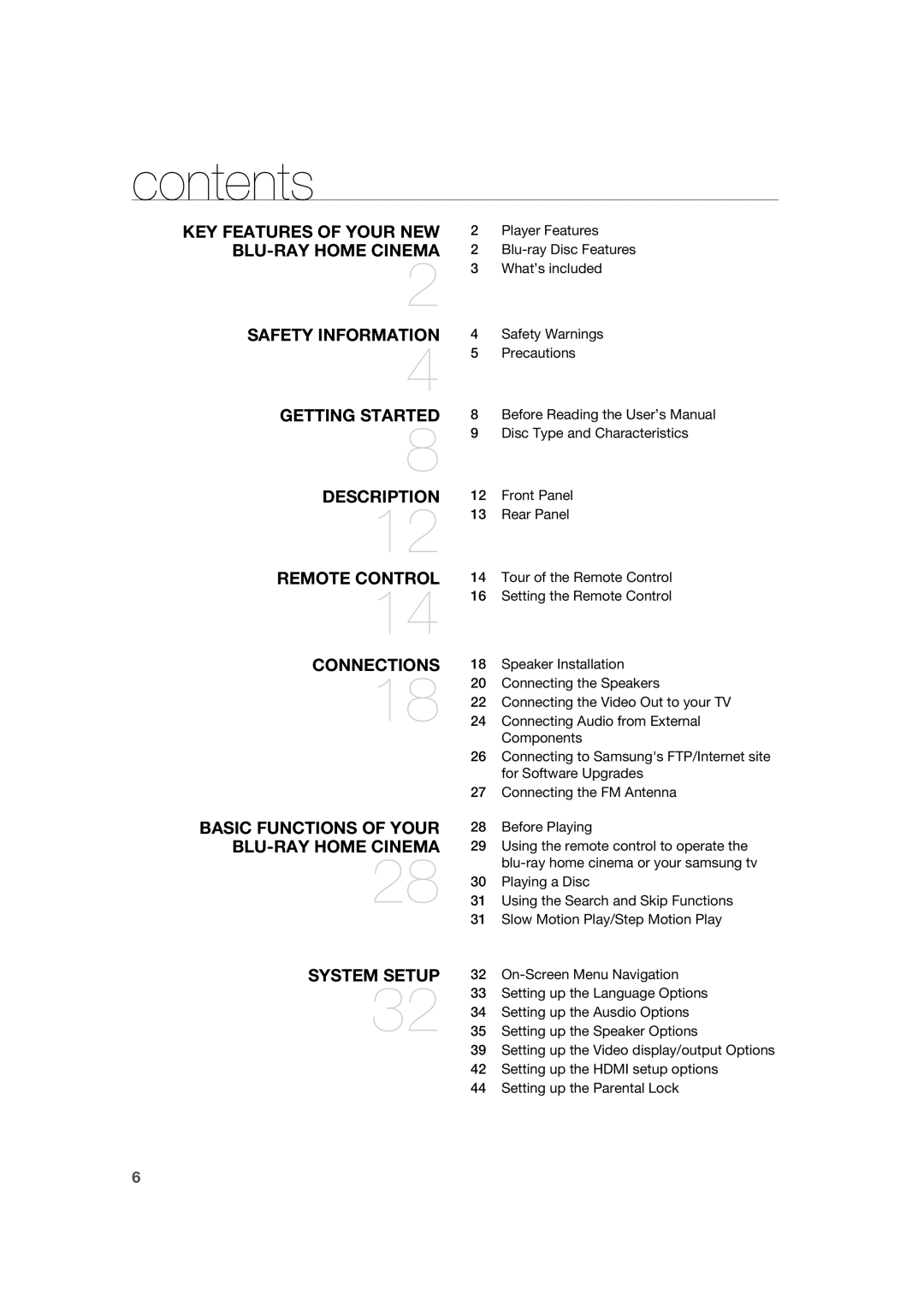 Samsung AH68-02019K manual Contents 