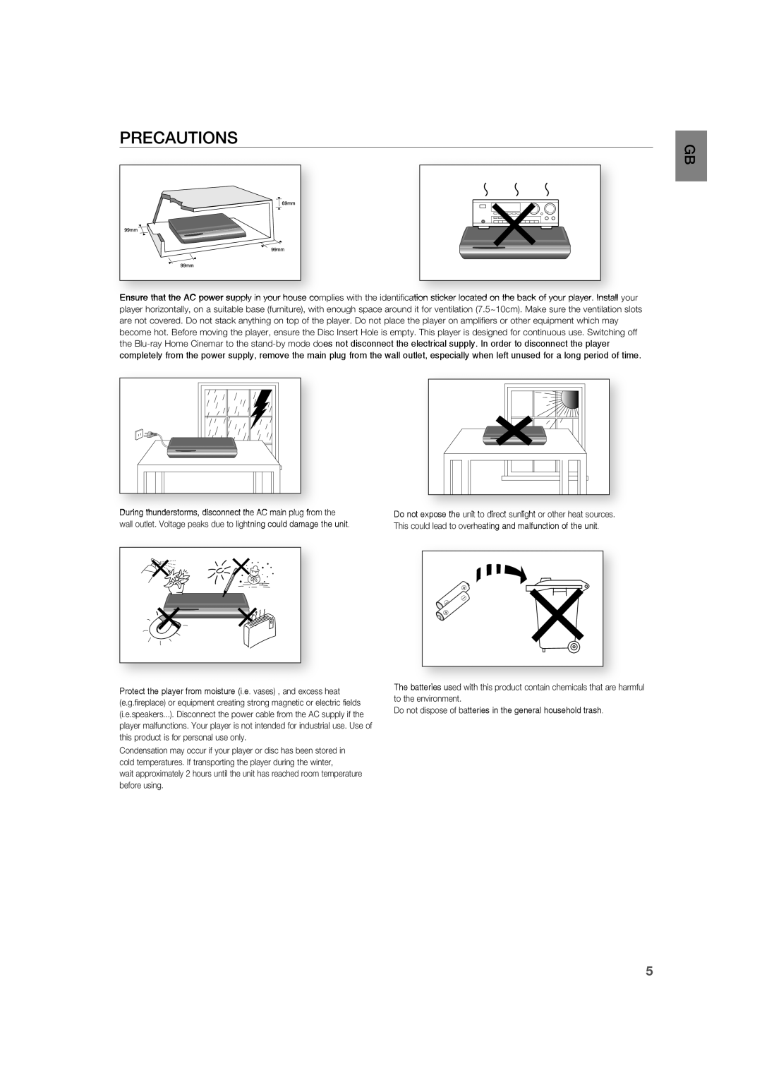 Samsung AH68-02019K manual Precautions Gb 