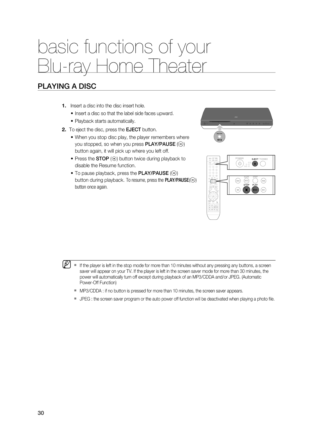 Samsung AH68-02019S manual PLAYIng a Disc 