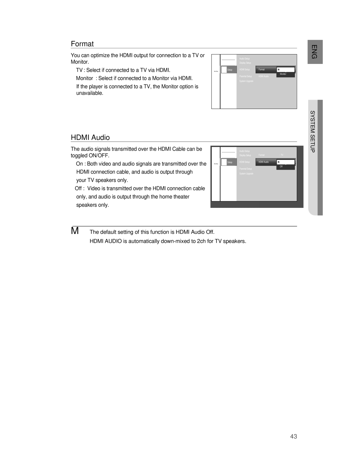 Samsung AH68-02019S manual TV Select if connected to a TV via Hdmi, Monitor Select if connected to a Monitor via Hdmi 