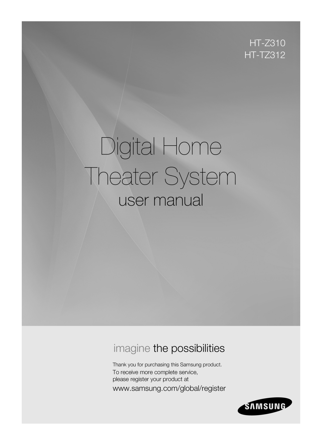 Samsung AH68-02055S Digital Home Theater System, user manual, imagine the possibilities, HT-Z310 HT-TZ312 