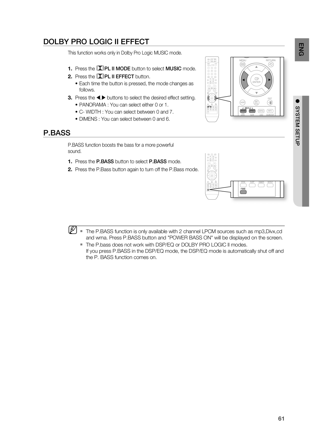 Samsung AH68-02055S manual DOLBy PrO LOGiC ii EffECt, P.BaSS 