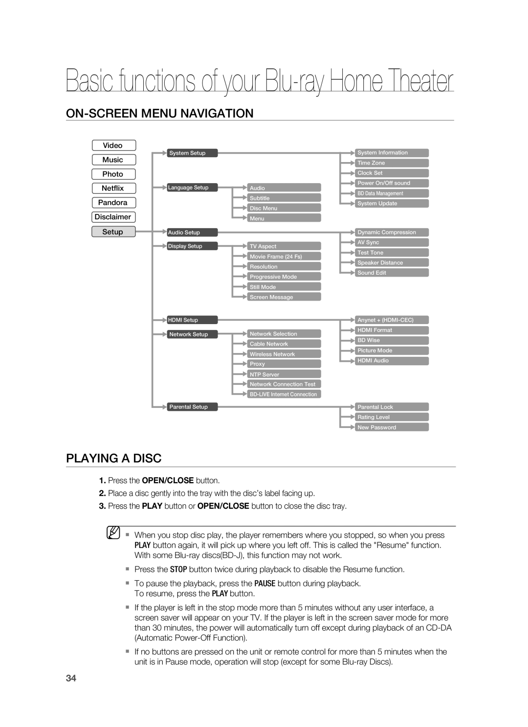 Samsung AH68-02178Z, HT-BD1200 user manual ON-SCREEN Menu Navigation, Playing a Disc 