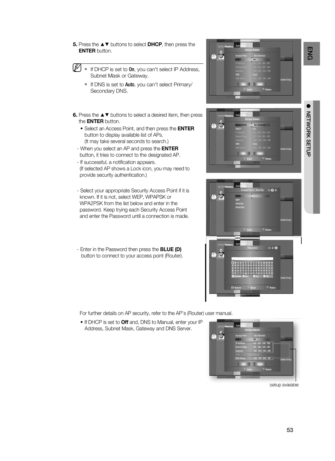 Samsung HT-BD1200, AH68-02178Z user manual Setup available 