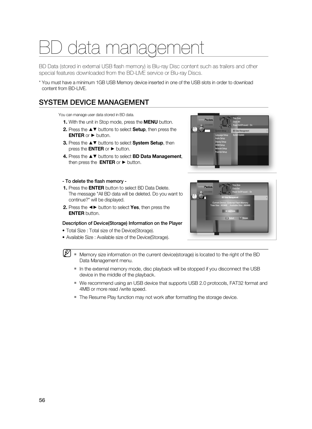 Samsung AH68-02178Z, HT-BD1200 user manual BD data management, System Device Management 