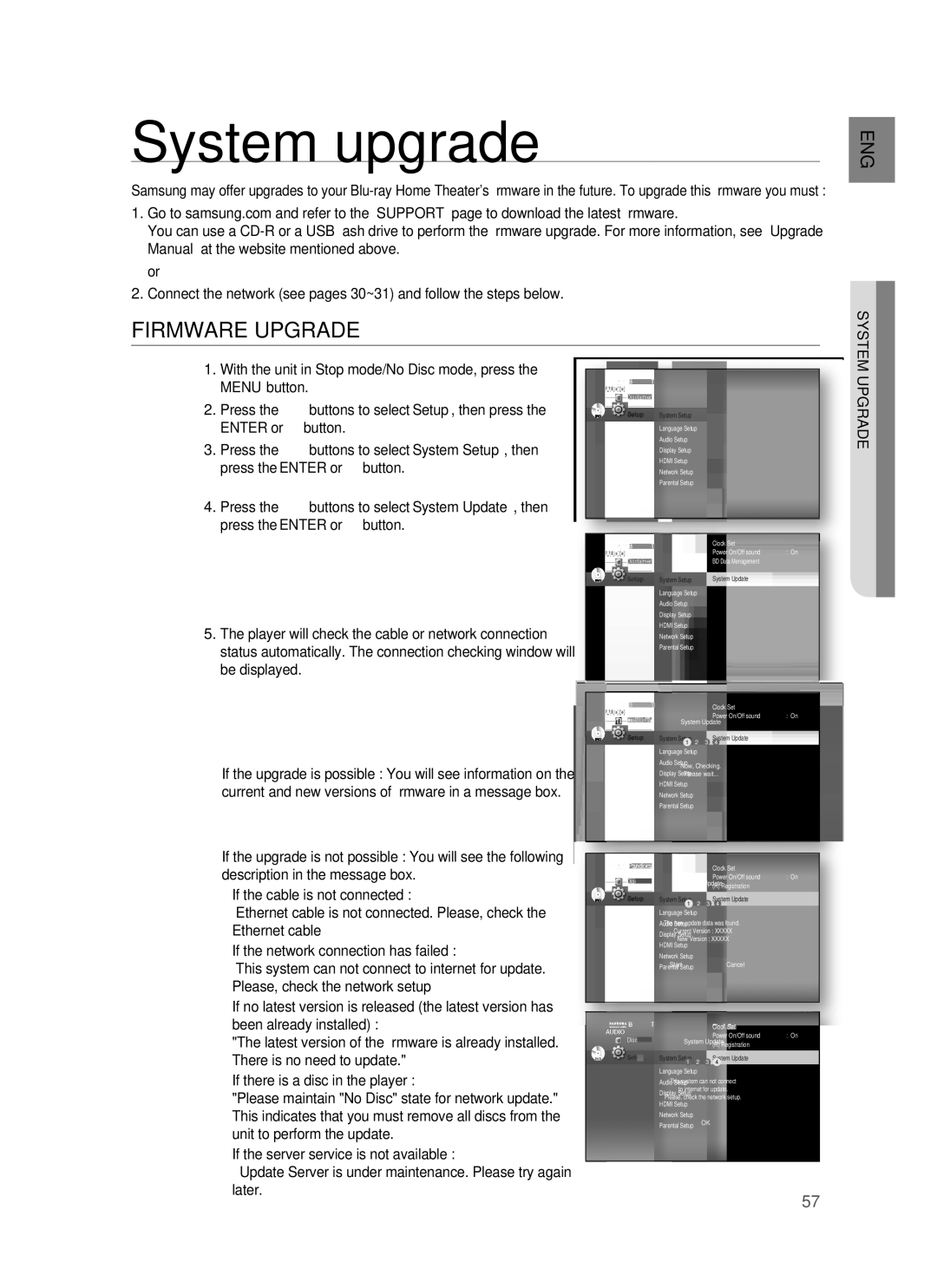 Samsung HT-BD1200, AH68-02178Z user manual System upgrade, Firmware Upgrade 