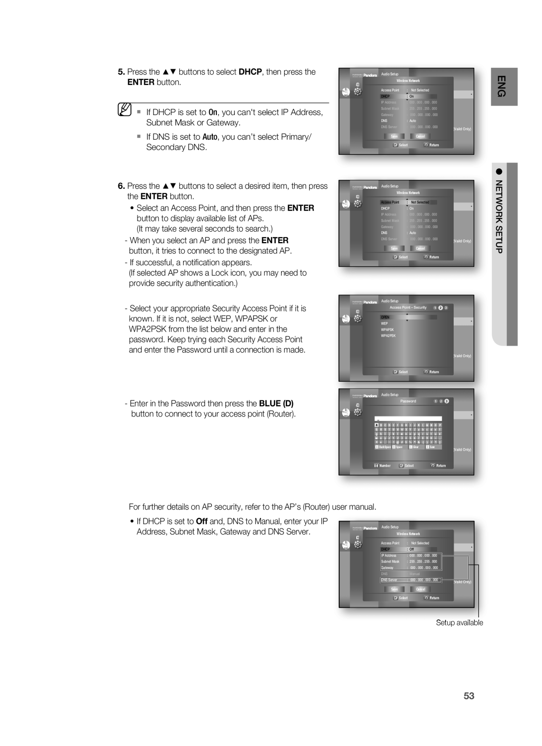 Samsung HT-BD1200, AH68-02178Z user manual Setup available 