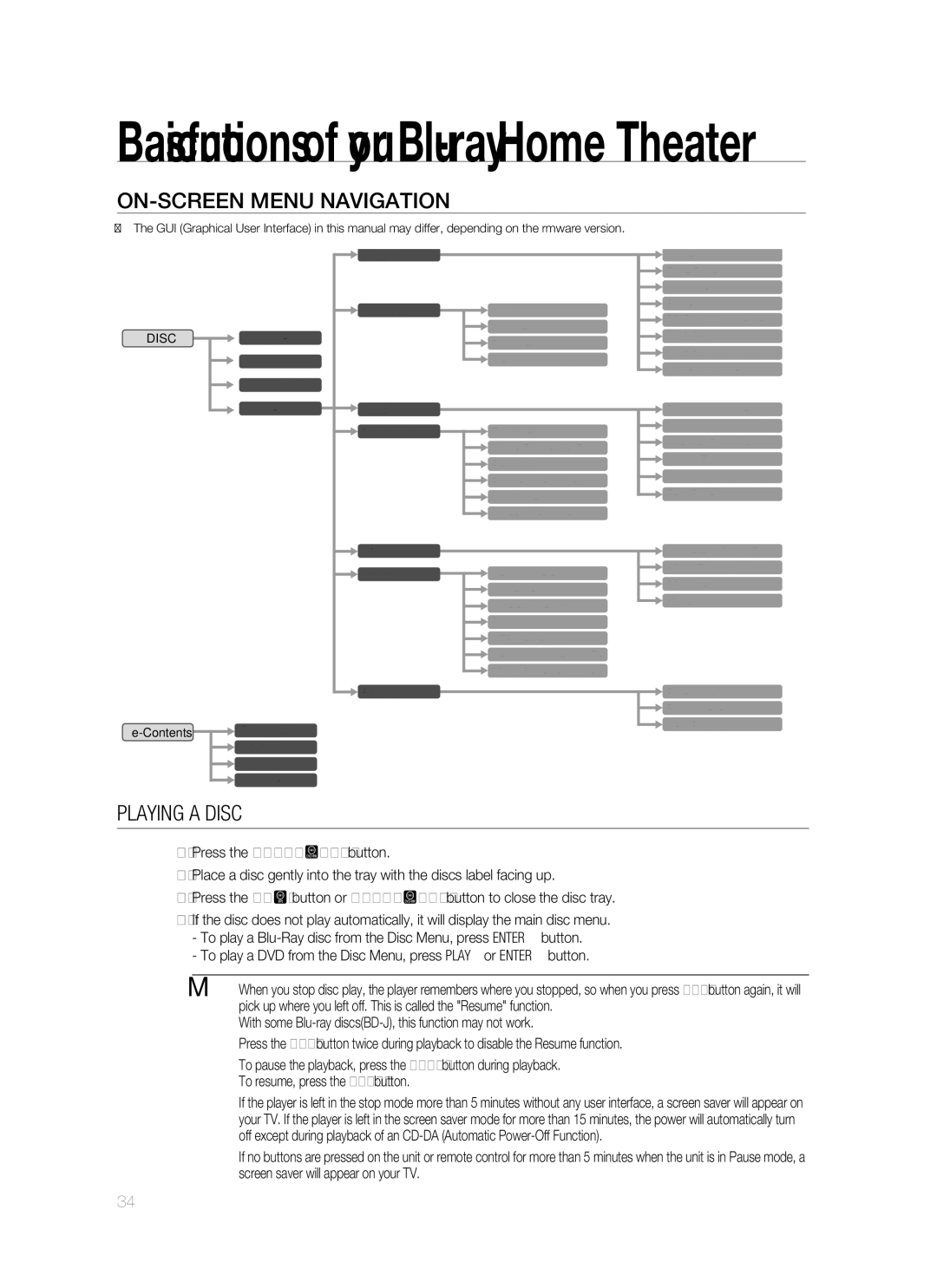 Samsung AH68-02231A, HT-BD3252A user manual ON-SCREEN Menu Navigation, Playing a Disc 