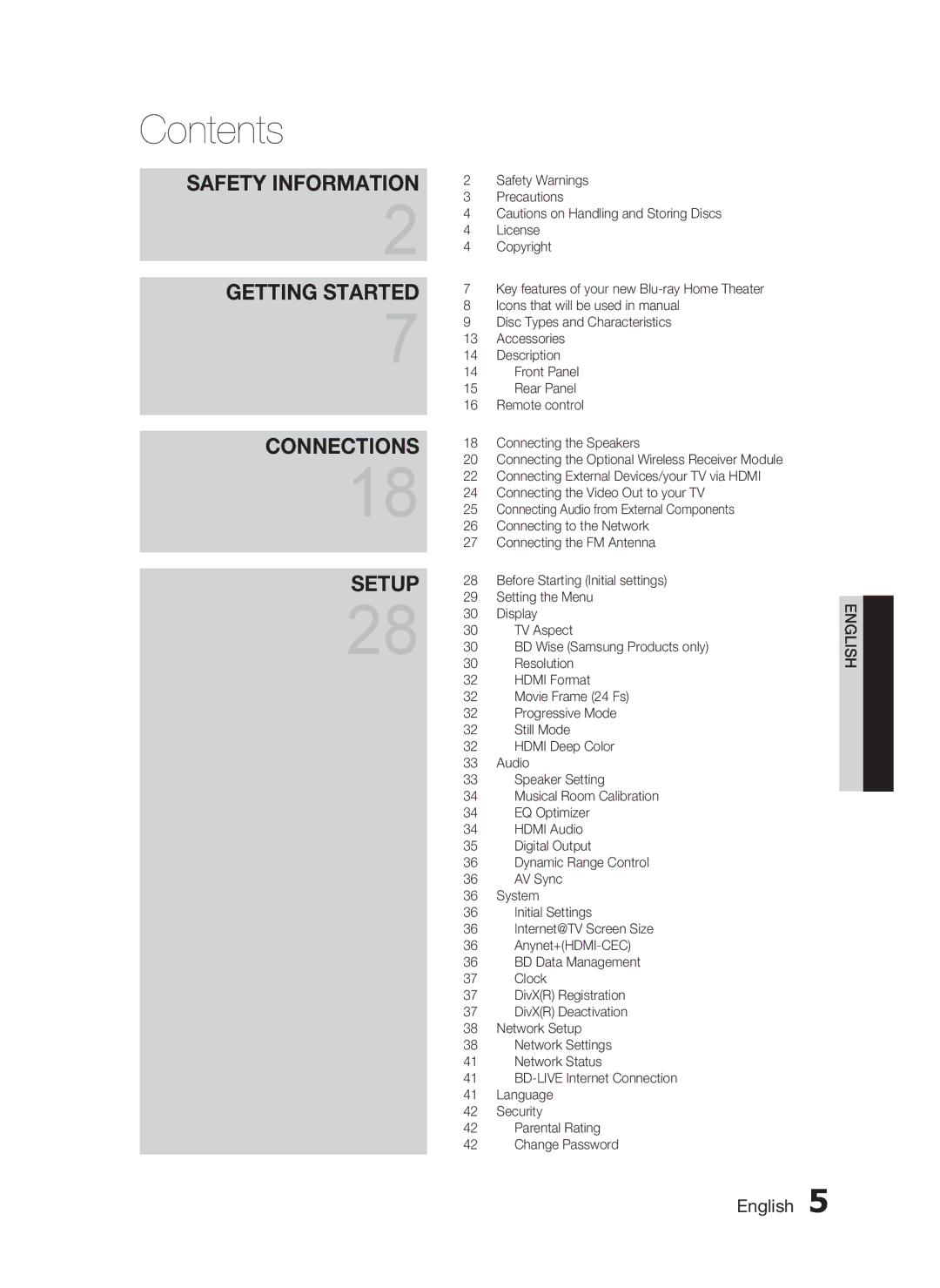 Samsung HT-C6530, AH68-02255S user manual Contents 