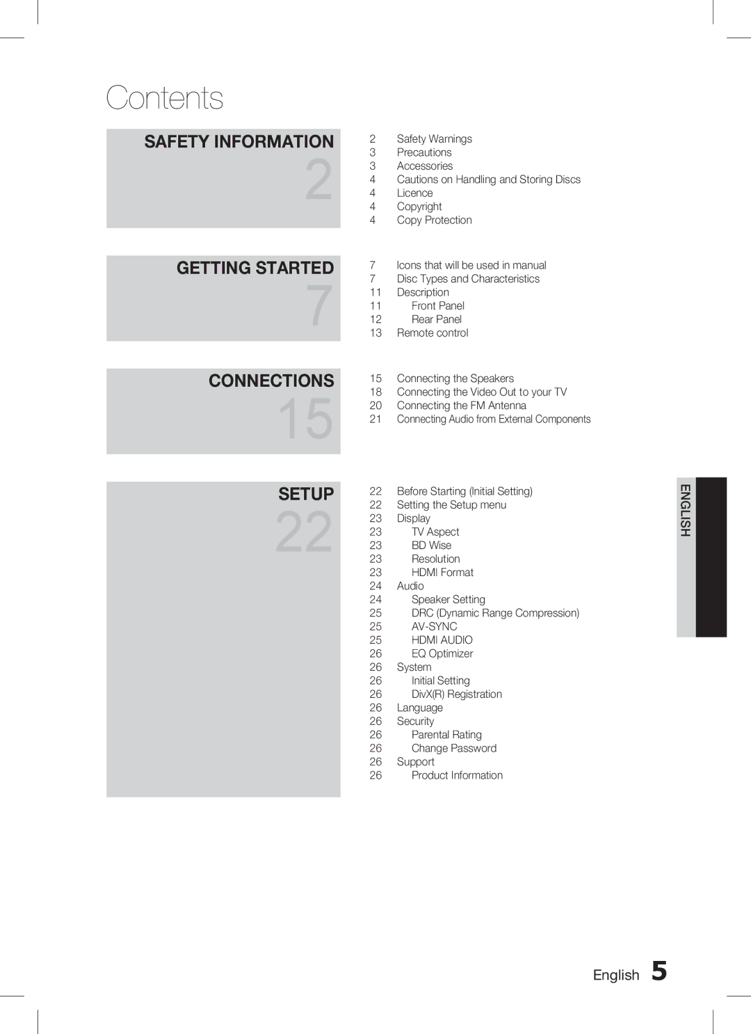 Samsung HT-C450, AH68-02259K, HT-C455, HT-C453 user manual Contents 