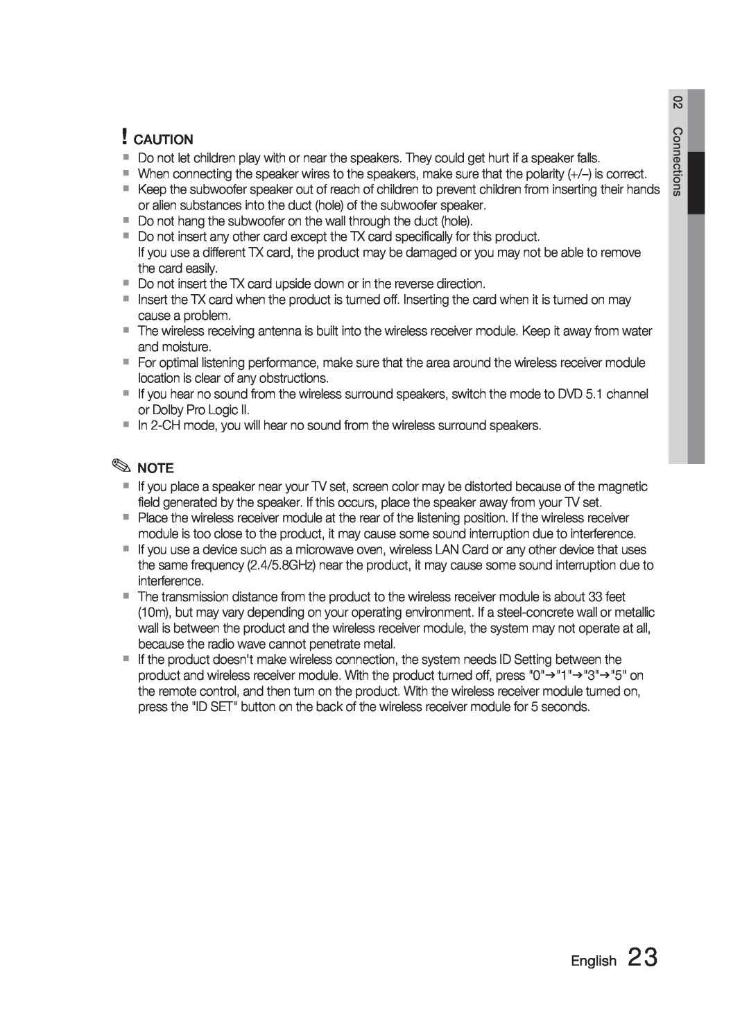 Samsung AH68-02279R user manual English, Connections 