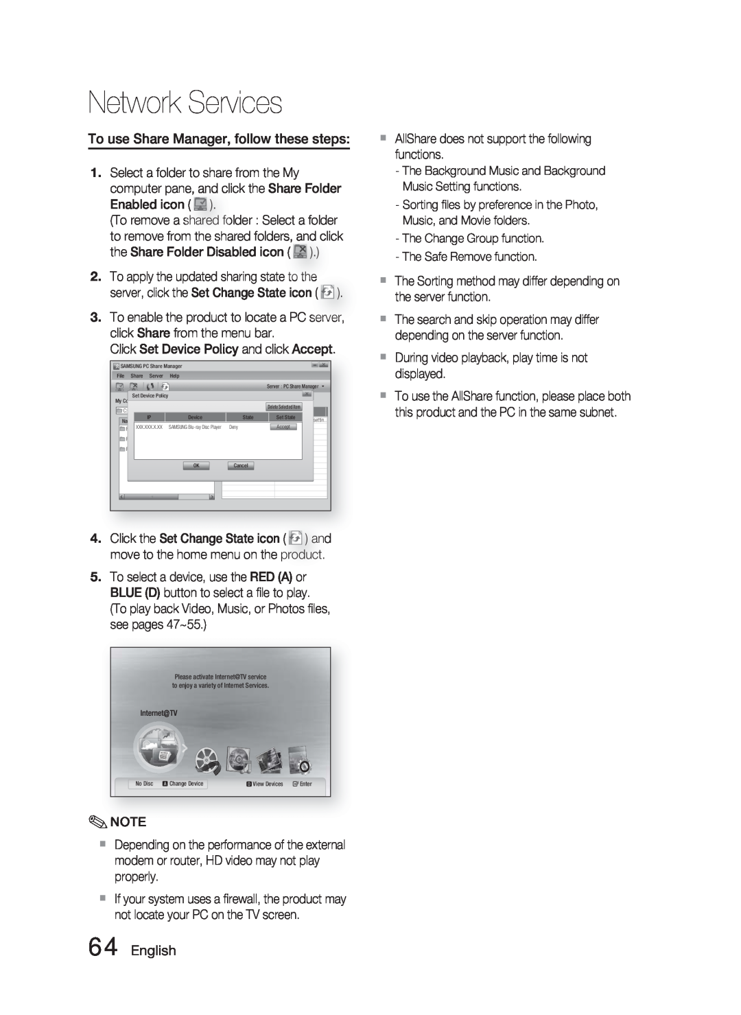 Samsung AH68-02279R user manual English, Network Services 