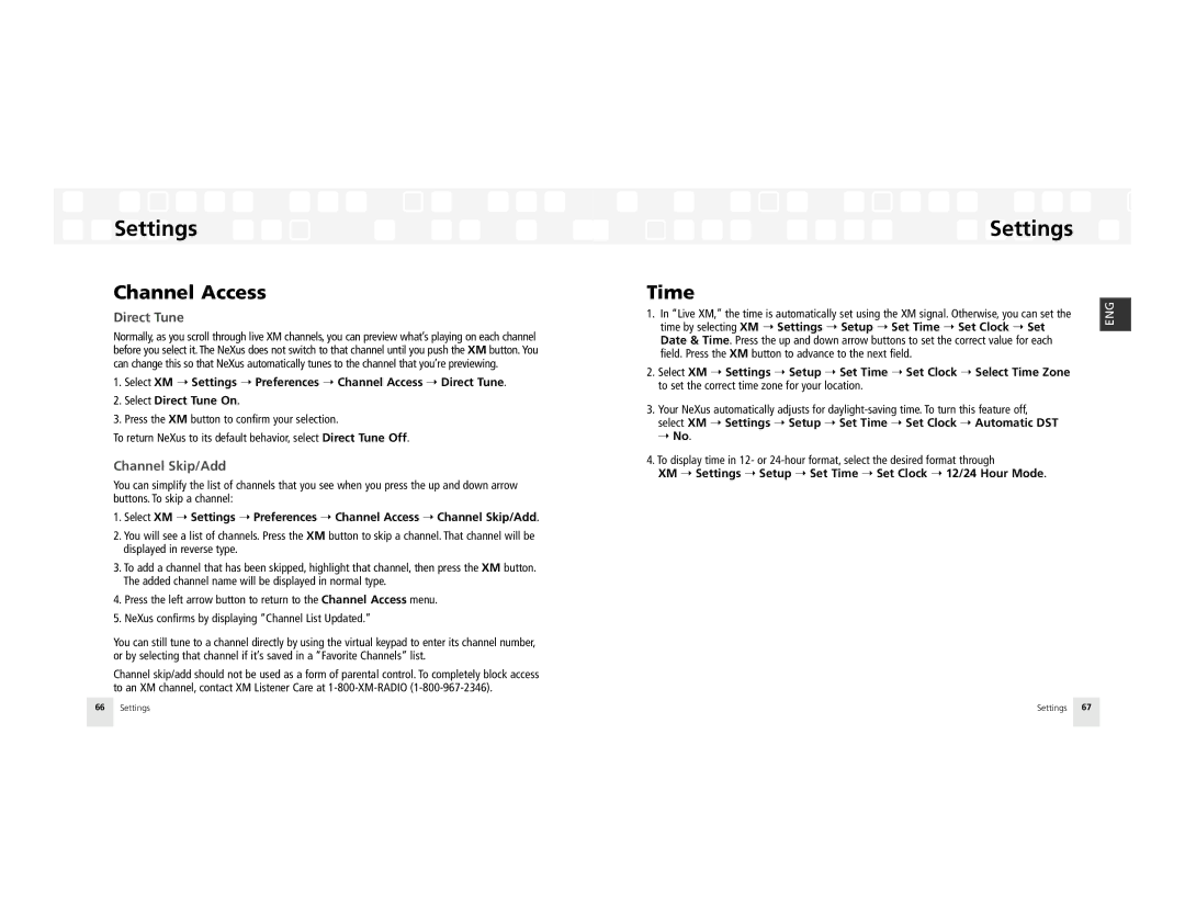 Samsung AH81-02185A XM manual Channel Access, Time, Direct Tune, Channel Skip/Add 