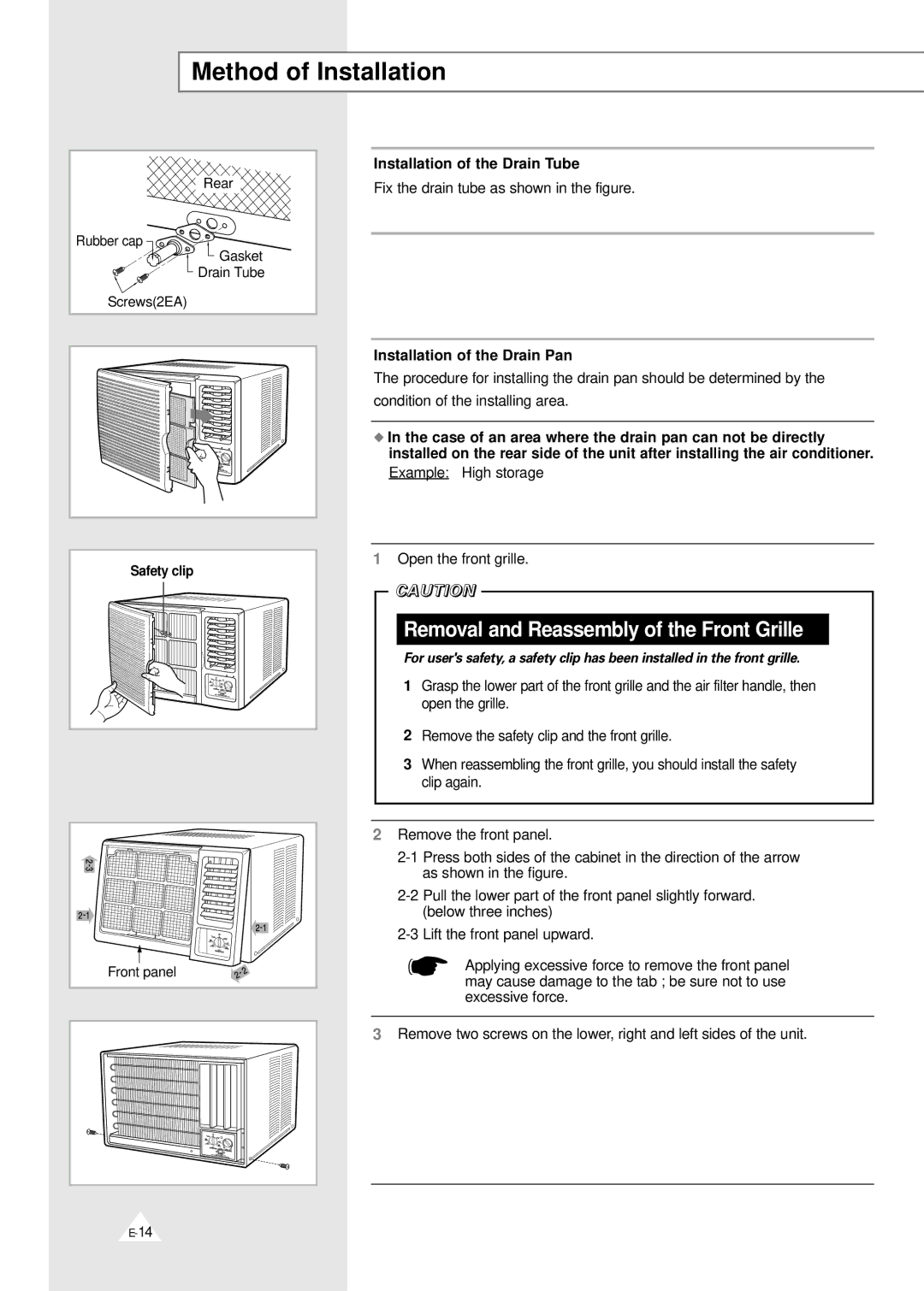 Samsung AHT24F1MEB6SAR manual Safety clip 