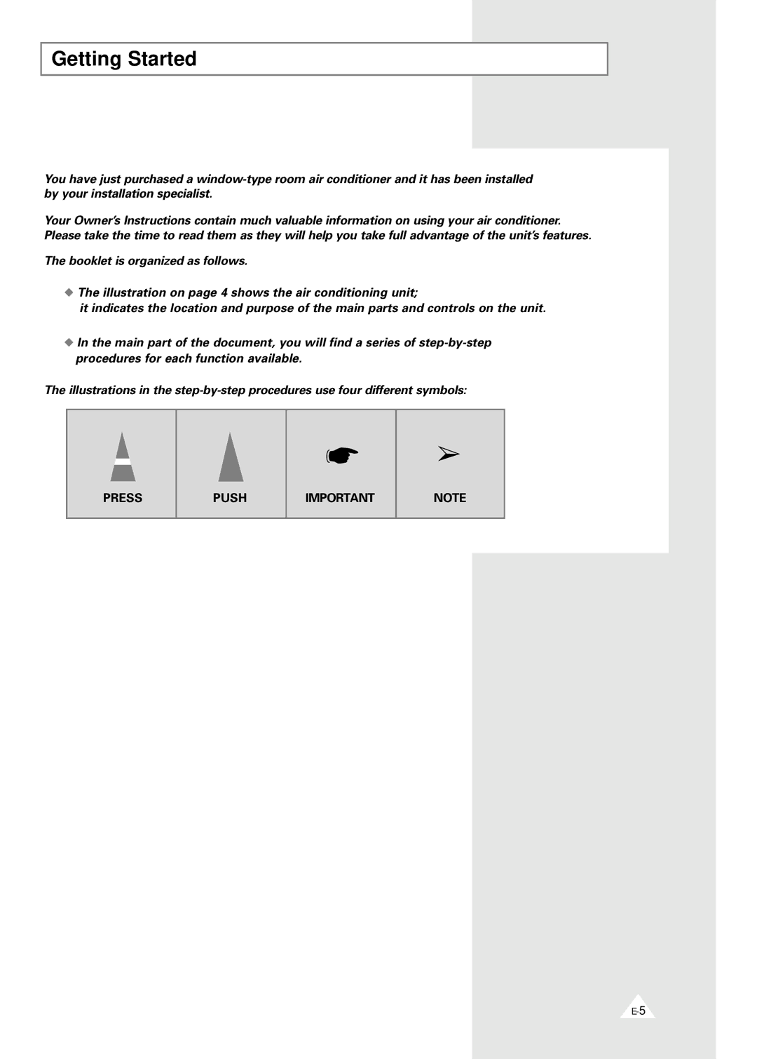 Samsung AHT24F1MEB6SAR manual Getting Started 