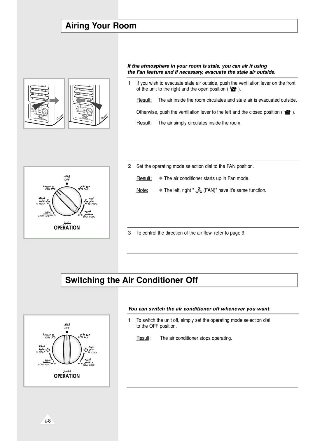 Samsung AHT24F1MEB6SAR manual Airing Your Room, Switching the Air Conditioner Off 