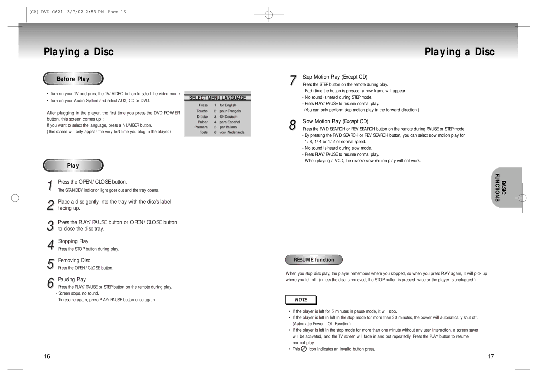 Samsung 20030516154437687, AK68-00029C manual Playing a Disc, Before Play 