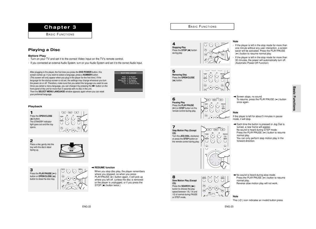 Samsung AK68-00640C manual Playing a Disc, Before Play, Playback, Resume function 