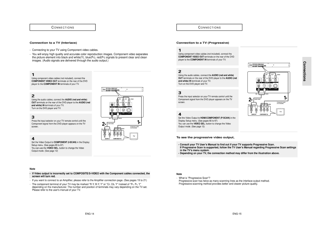 Samsung AK68-00640C manual Connection to a TV Interlace, Connection to a TV Progressive, What is Progressive Scan?, ENG-14 