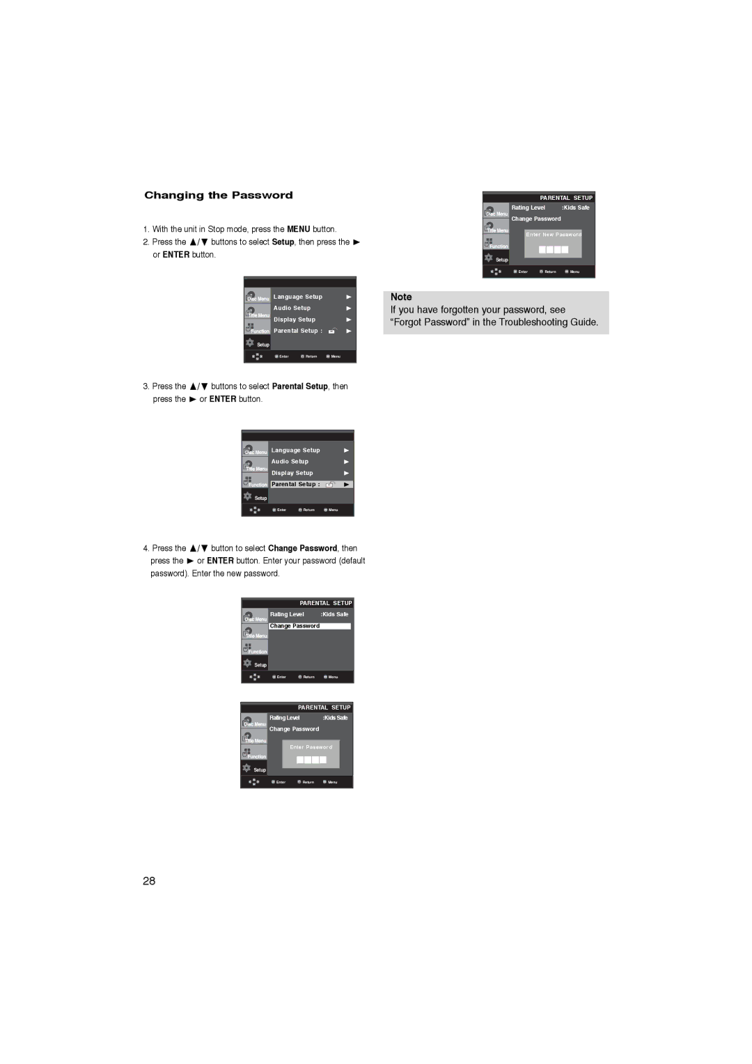 Samsung AK68-00918M manual Changing the Password, Password. Enter the new password 