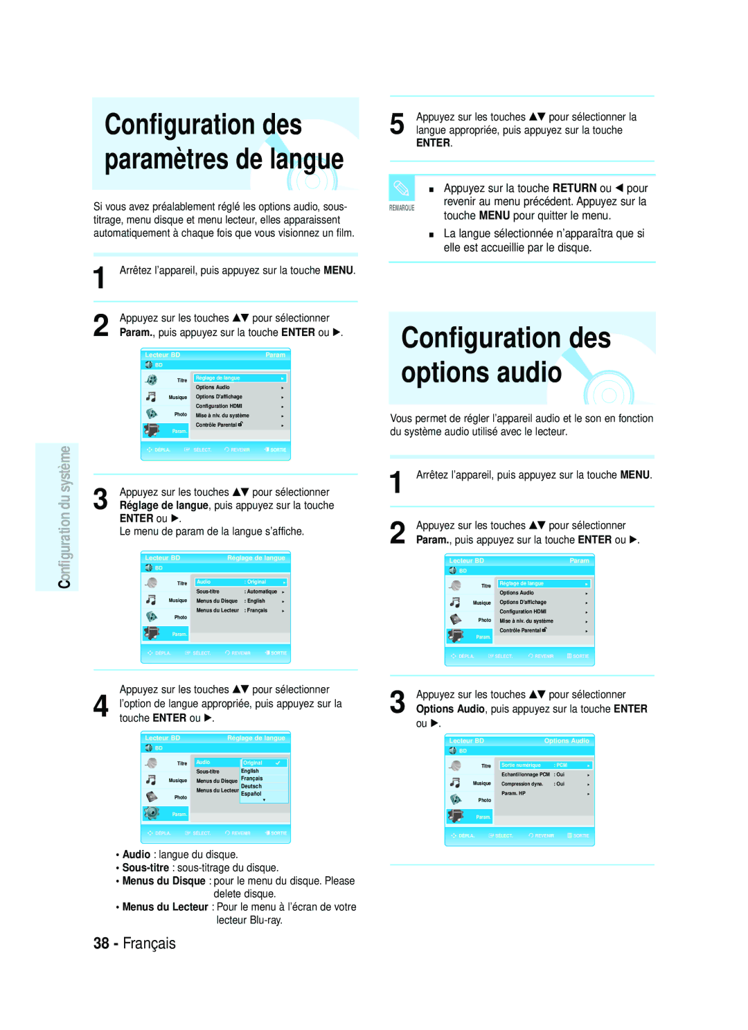 Samsung 1357B-BD-P1200-XAC, AK68-01357B, 20070320082319250 manual Appuyez sur la touche Return ou œ pour 