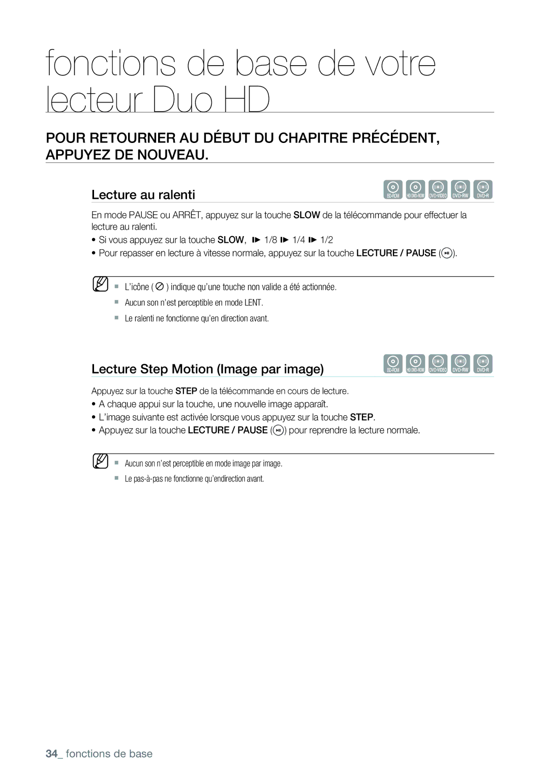 Samsung AK68-01477B user manual Lecture au ralenti, Lecture Step Motion Image par imagehAZCV 