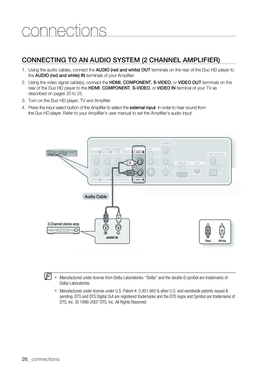 Samsung AK68-01477B user manual Connecting to AN Audio System 2 Channel Amplifier 