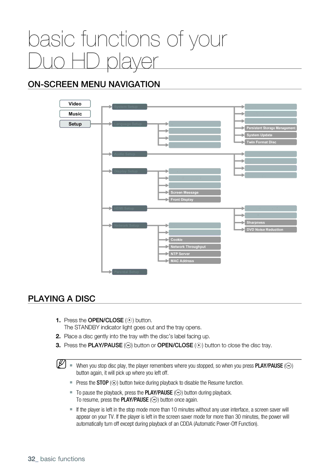 Samsung AK68-01477B user manual ON-SCREEN Menu Navigation, Playing a Disc 