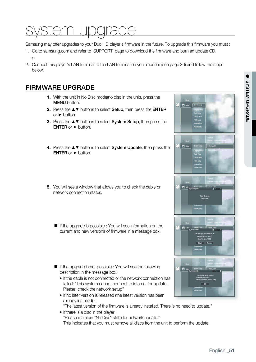 Samsung AK68-01477B user manual System upgrade, Firmware Upgrade 