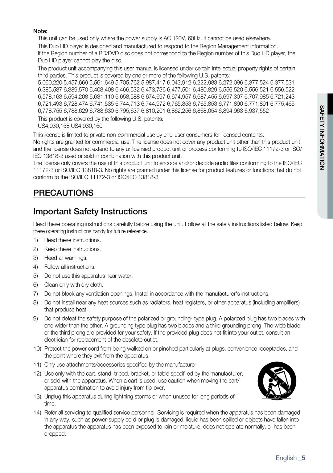 Samsung AK68-01477B user manual Precautions, Safety Information 