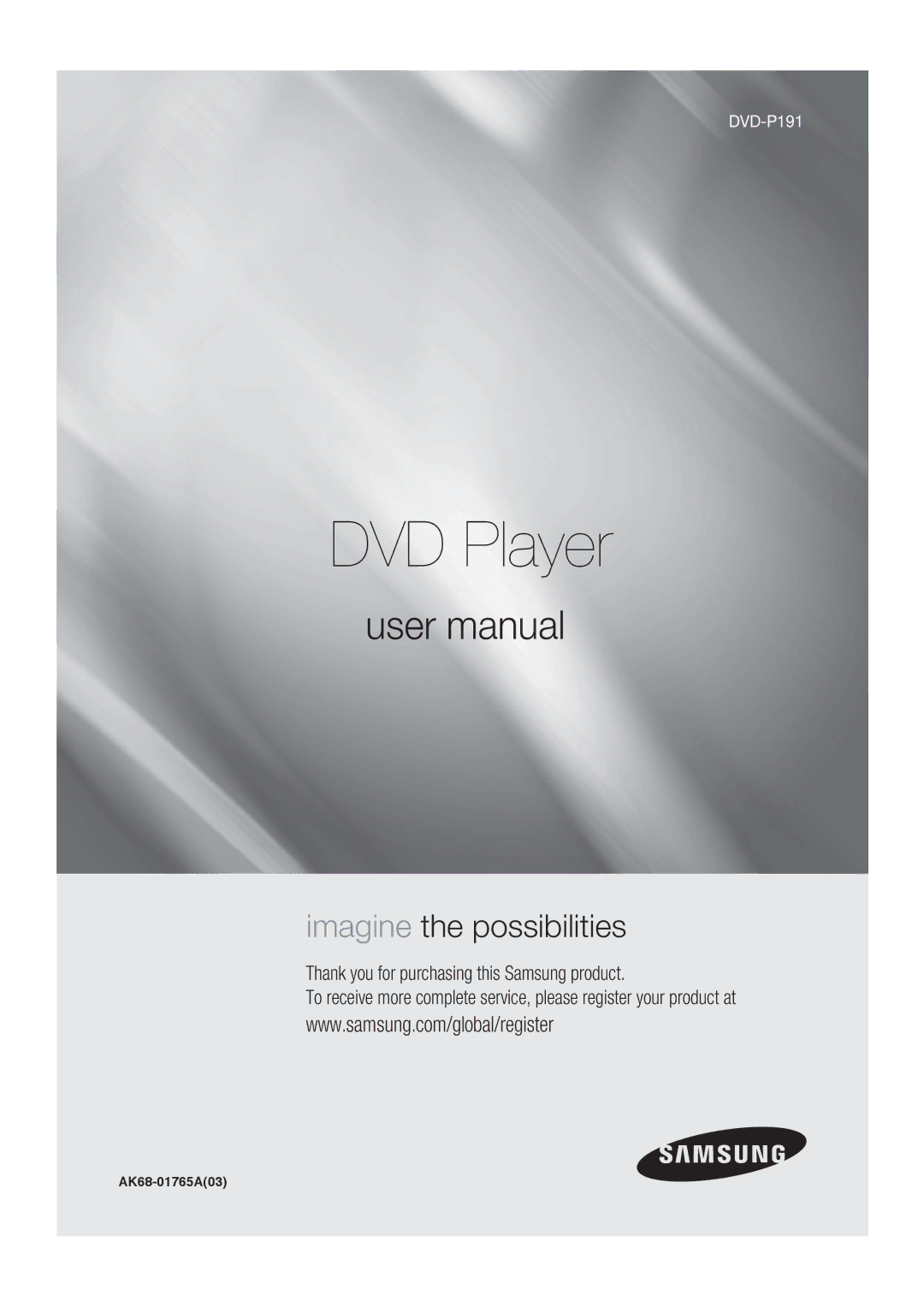 Samsung user manual DVD Player, AK68-01765A03 