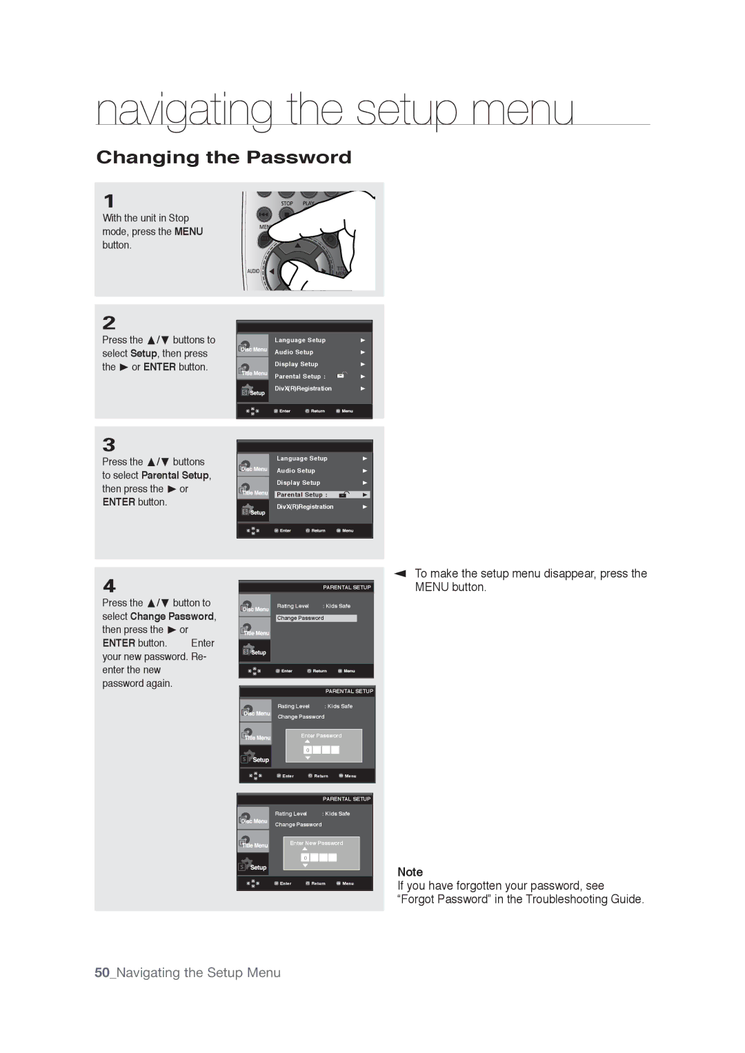 Samsung AK68-01765A user manual Changing the Password 