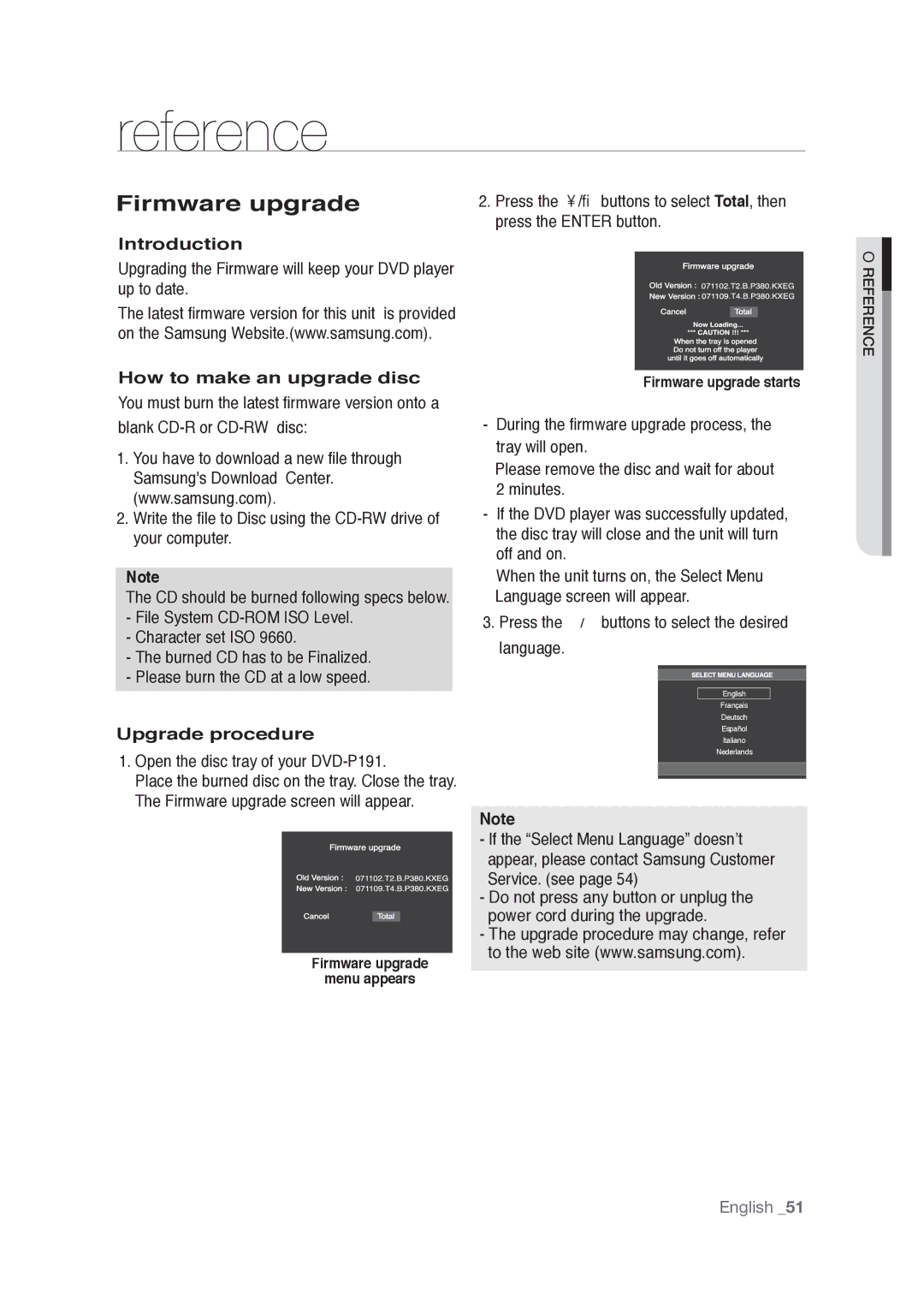 Samsung AK68-01765A user manual Firmware upgrade, Introduction, How to make an upgrade disc, Upgrade procedure 