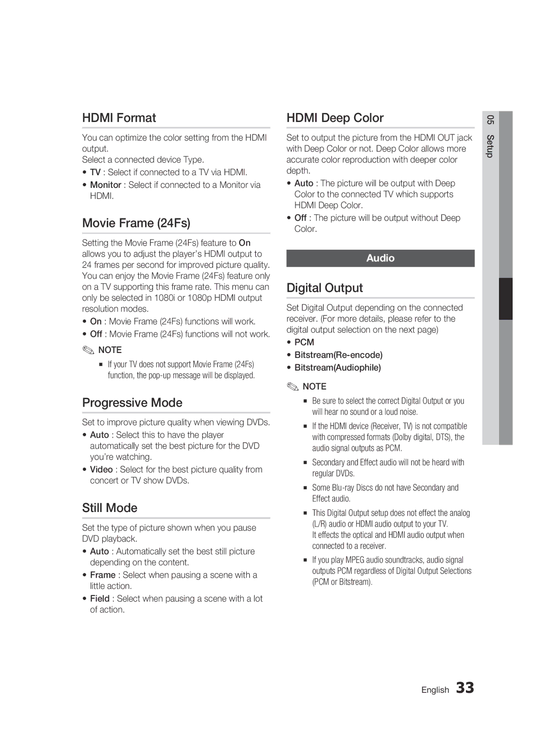 Samsung AK68-01859B Hdmi Format, Movie Frame 24Fs, Progressive Mode, Still Mode, Hdmi Deep Color, Digital Output 