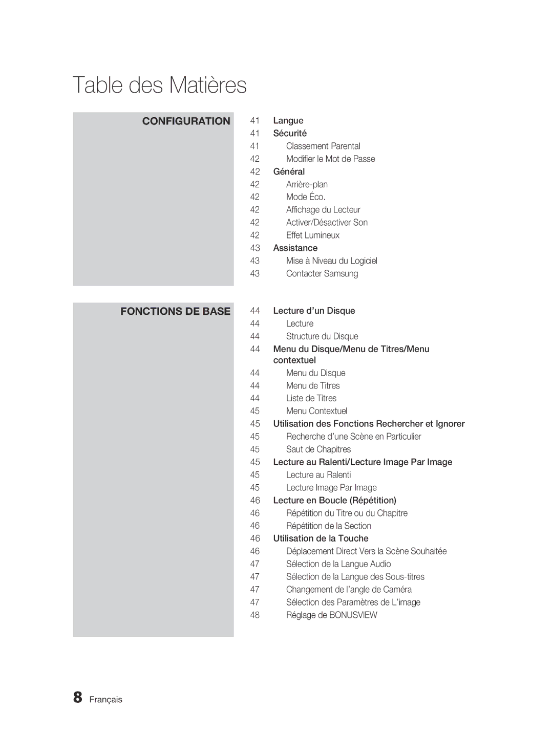 Samsung AK68-01859B user manual Lecture d’un Disque, Structure du Disque, Menu du Disque/Menu de Titres/Menu, Contextuel 