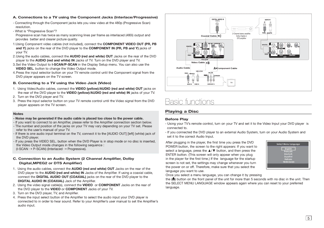 Samsung AH68-02062R user manual Basic functions, Playing a Disc, Connecting to a TV using the Video Jack Video, Before Play 