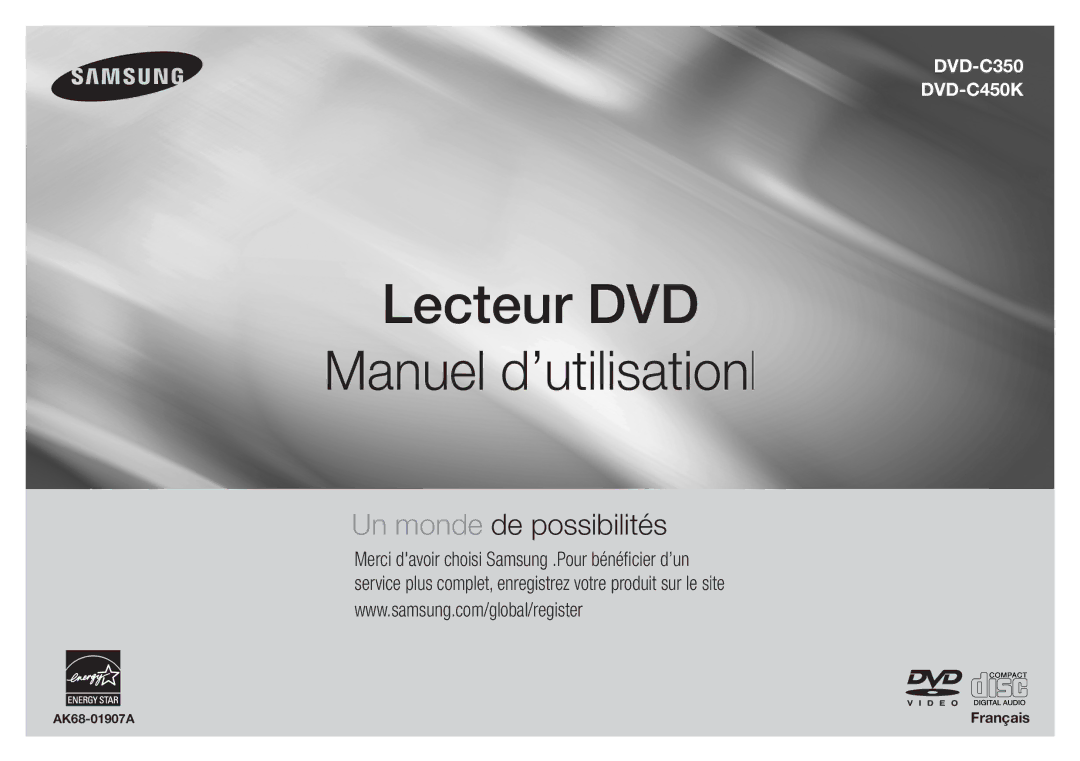 Samsung AK68-01907A user manual Lecteur DVD Manuel d’utilisationl 