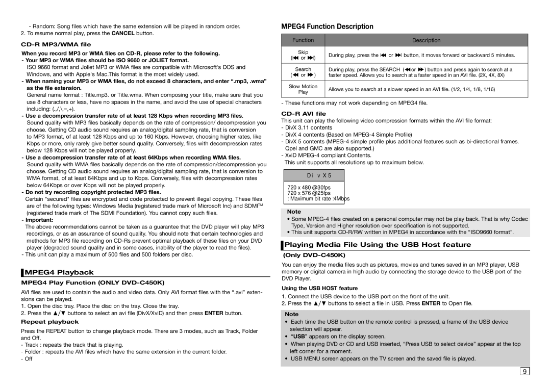 Samsung AK68-01907A user manual MPEG4 Playback, Playing Media File Using the USB Host feature 