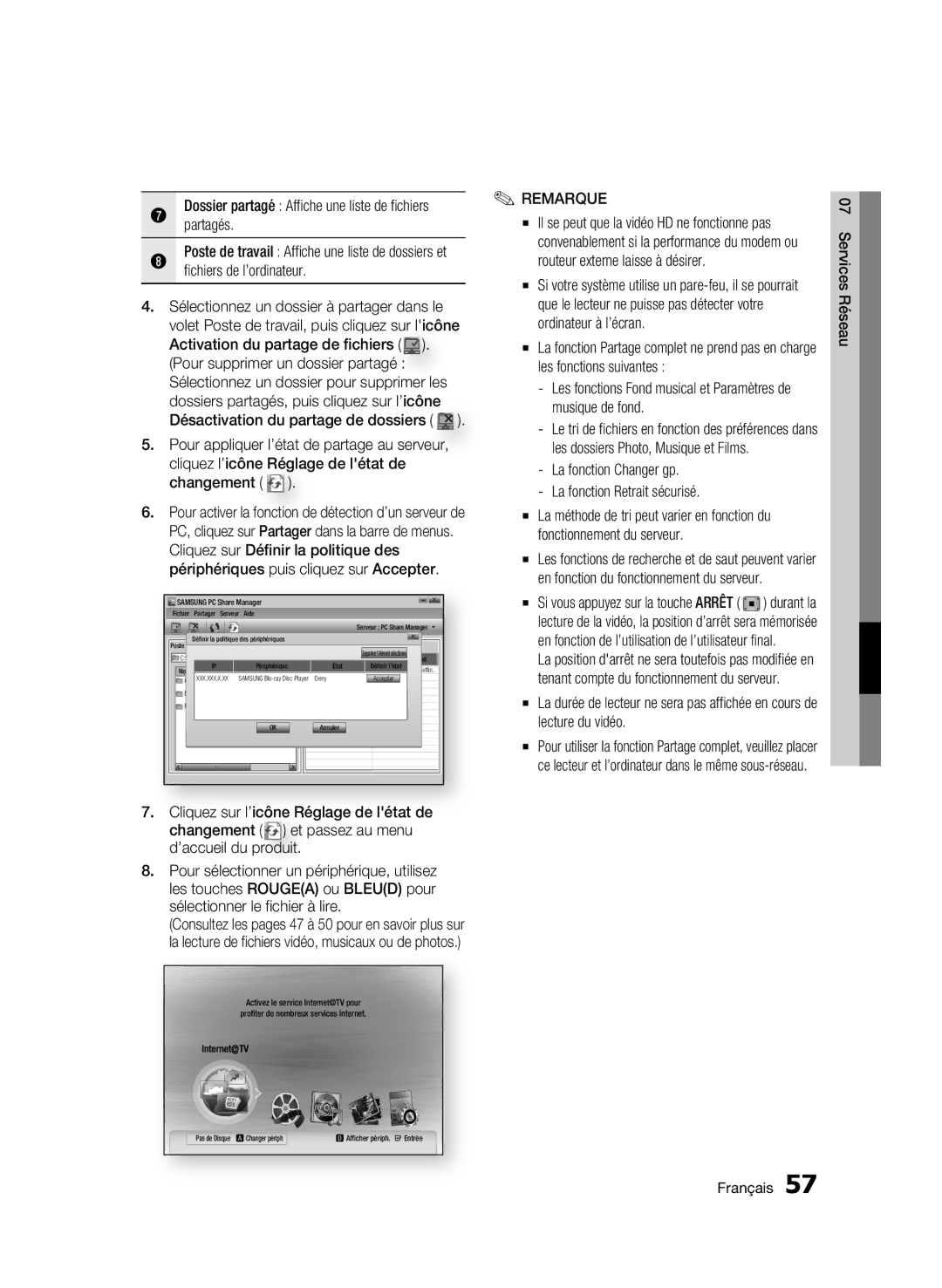 Samsung AK68-01942G-00 Partagés, Fichiers de l’ordinateur, Les fonctions Fond musical et Paramètres de musique de fond 