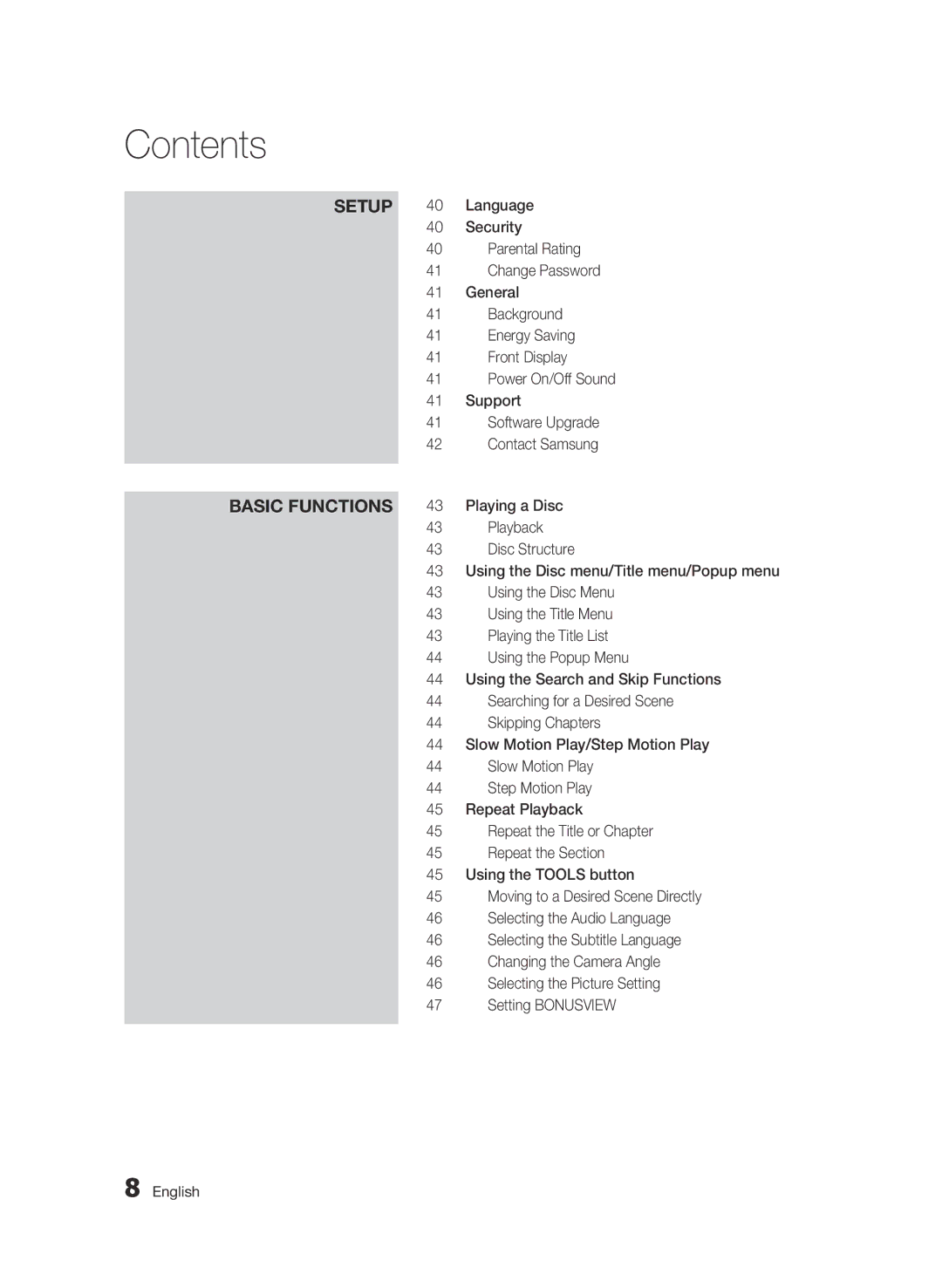 Samsung AK68-01942G-00 user manual Playback, Disc Structure, Using the Disc menu/Title menu/Popup menu, Using the Disc Menu 