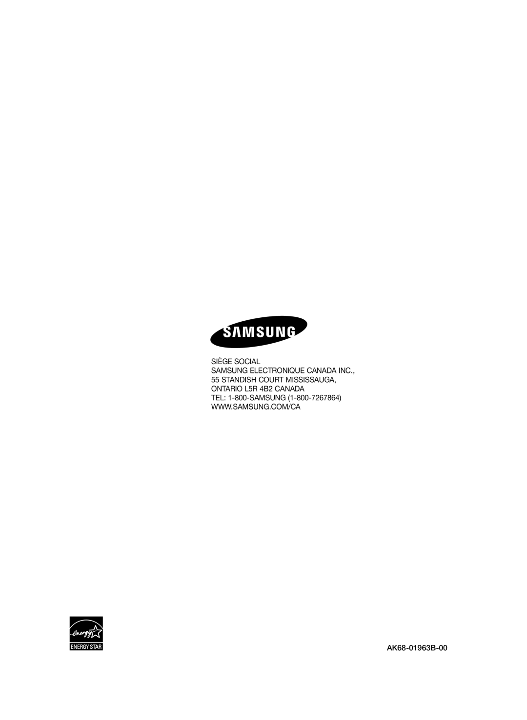 Samsung AK68-01963B-00 user manual Siège Social 