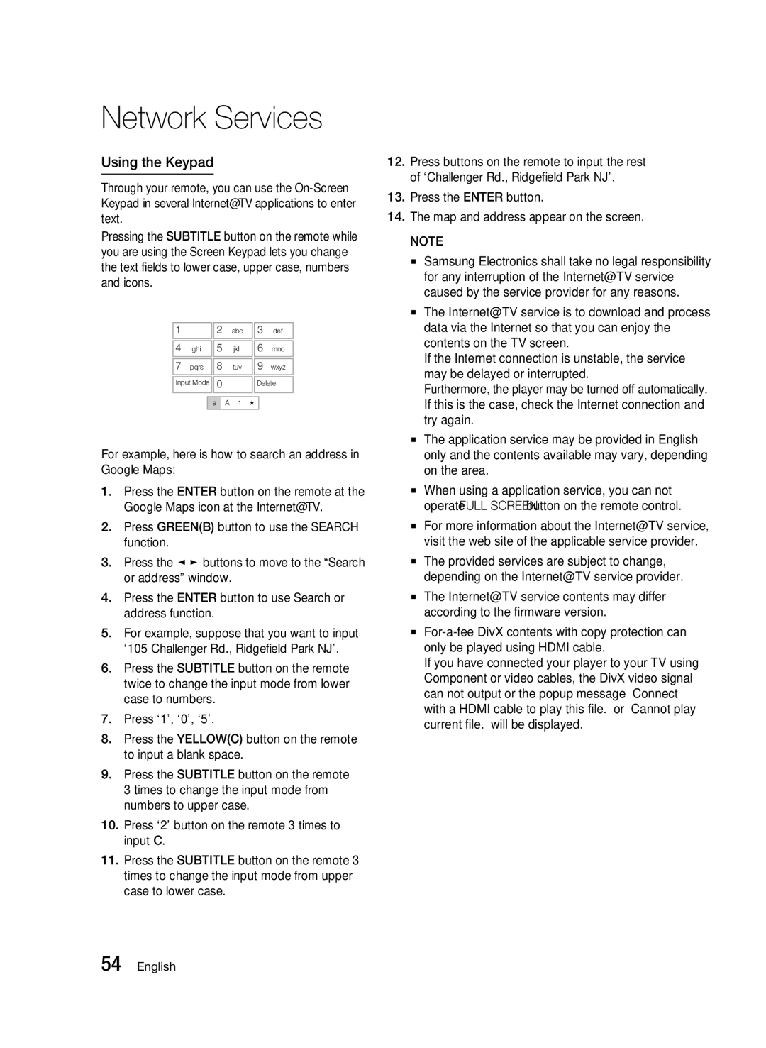 Samsung AK68-01963B-00 user manual Using the Keypad, Press the Enter button Map and address appear on the screen 