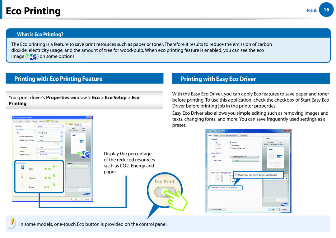 Samsung All in One Printer Printing with Eco Printing Feature, Printing with Easy Eco Driver, What is Eco Printing? 